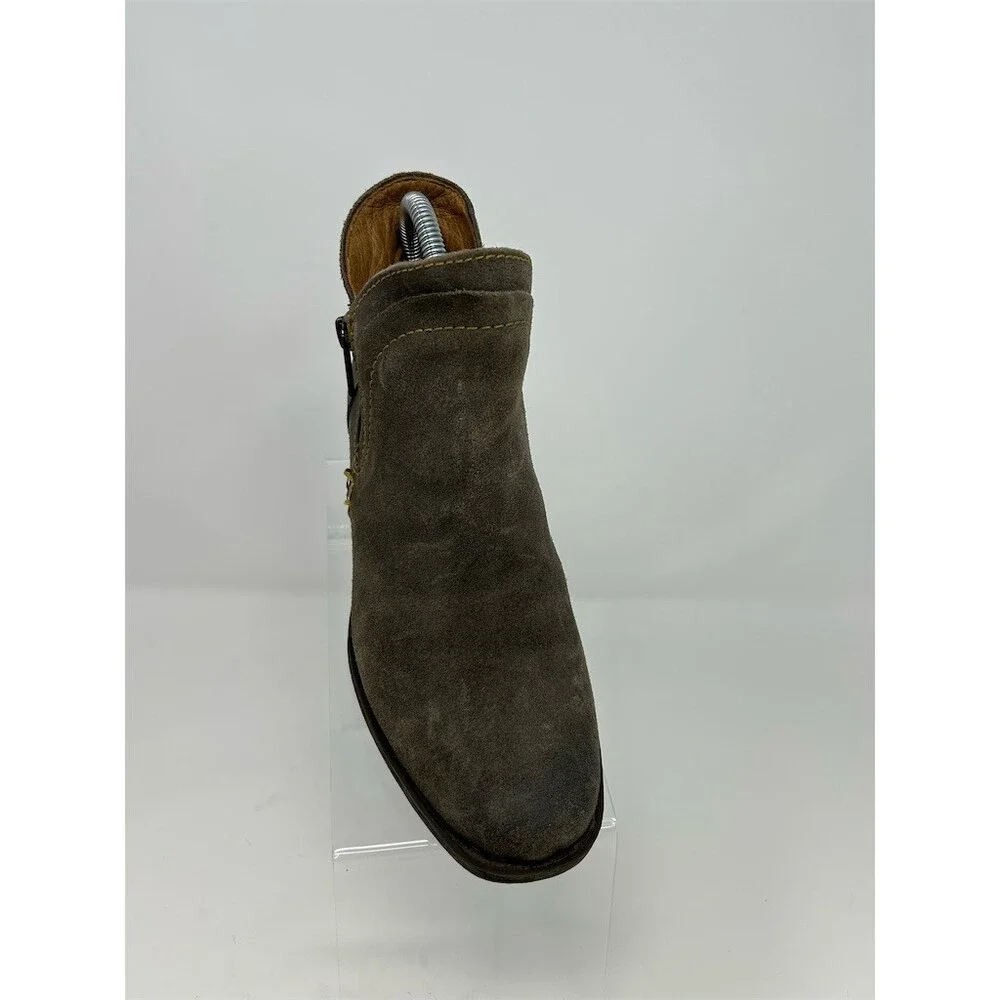 Born Malta II Womens Ankle Booties Taupe Gray Side Zip Block Heel Size 6
